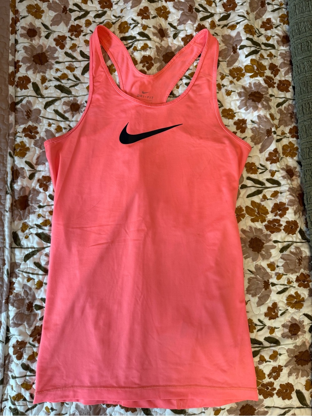 Nike Coral Pink Racerback Tank Top with Black Swoosh
